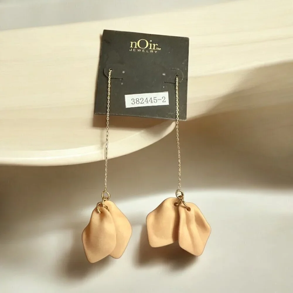nOir Jewelry Peach Petal Chain Drop Earrings New with tags